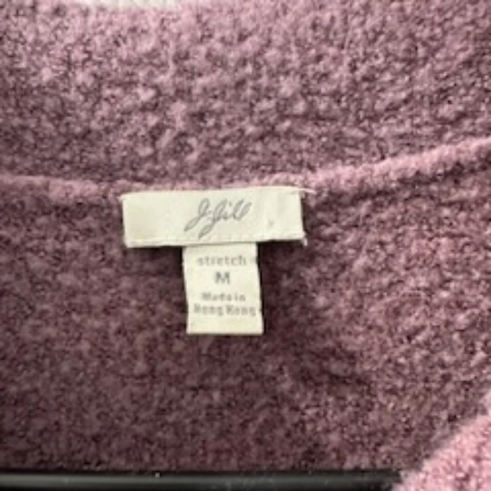 J Jill Women's Purple Wool Side Split Sweater Medium Stretch